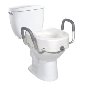 Premium Plastic, Raised, Elongated Toilet Seat with Lock & Arms 5" - DRIVE