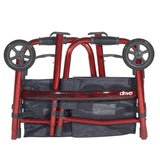 Deluxe Folding Travel Walker with 5" Wheels - FLAME RED