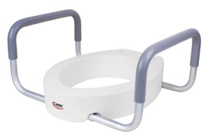 RAISED TOILET SEAT WITH HANDLES-ELONGATED 3.5"