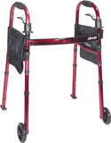 Deluxe Folding Travel Walker with 5" Wheels - FLAME RED